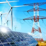 Windenergie und Solarenergie und Strommasten